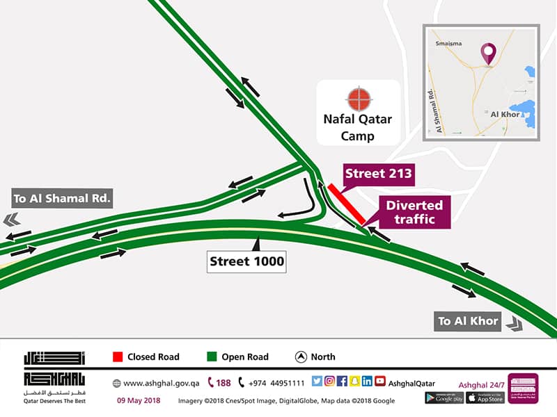 Temporary Traffic Diversion for Street 213 in Umm Enaig area in Al Khor