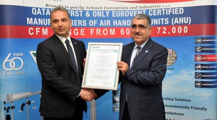 Nehmeh first Qatari company to get Eurovent Certification