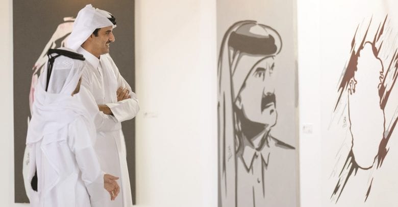 Amir visits '5/6' exhibition by Ahmed Al Maadheed