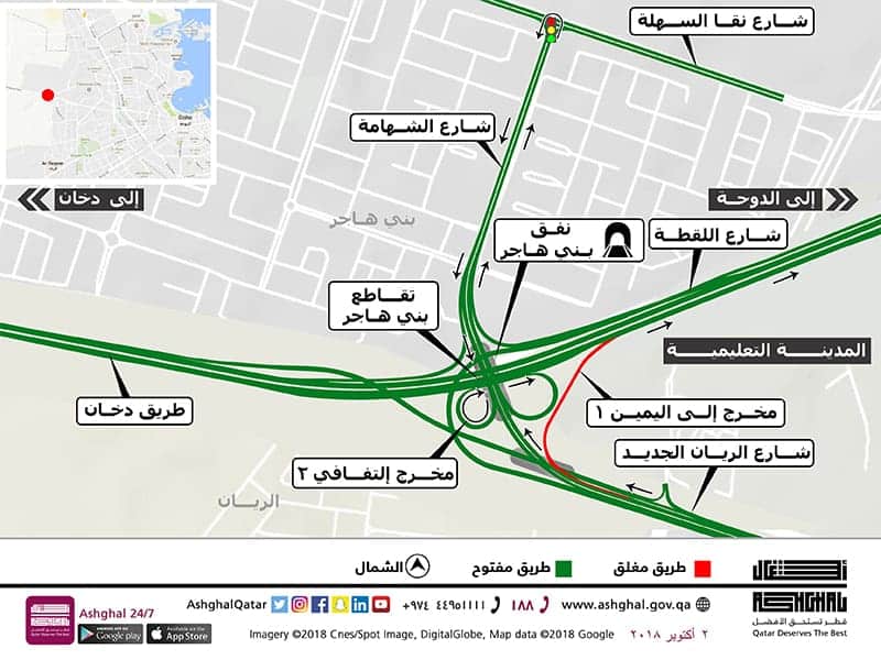 Two Days Closure of the Access from Al Rayyan Road to Doha at Bani Hajer Interchange