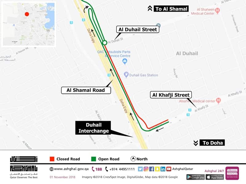 Closure of Sections of Service Road on Al Khafji Street and Al Shamal Road