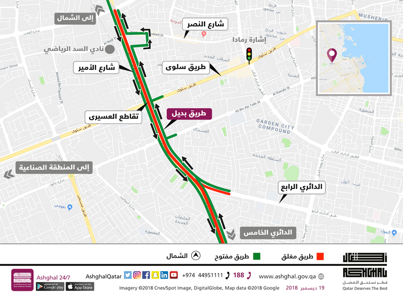 Temporary Closure on Al Amir St from D-Ring and E-Ring Roads to Al Sadd
