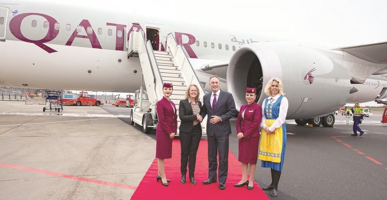 Qatar Airways Dreamliner touches down at Sweden's Gothenburg