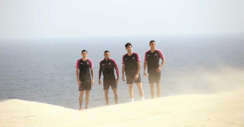 Stars meet sea as Paris Saint-Germain players train by Inland Sea
