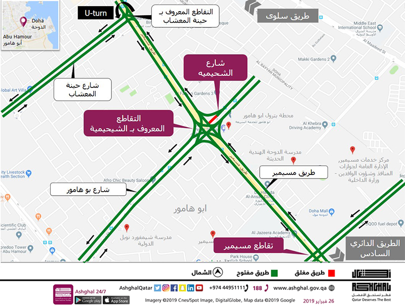 Traffic Diversion at Al Shehaimiya intersection on Mesaimeer Road