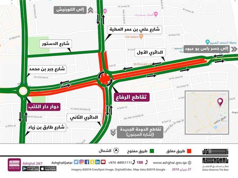 Al-Rifaa Intersection on A-Ring Road Converted into a Temporary Roundabout