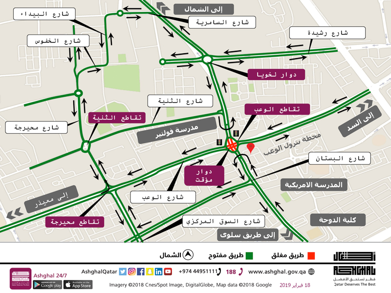 Opening of temporary signalised roundabout at Al Waab/ Al Bustan Street Intersection