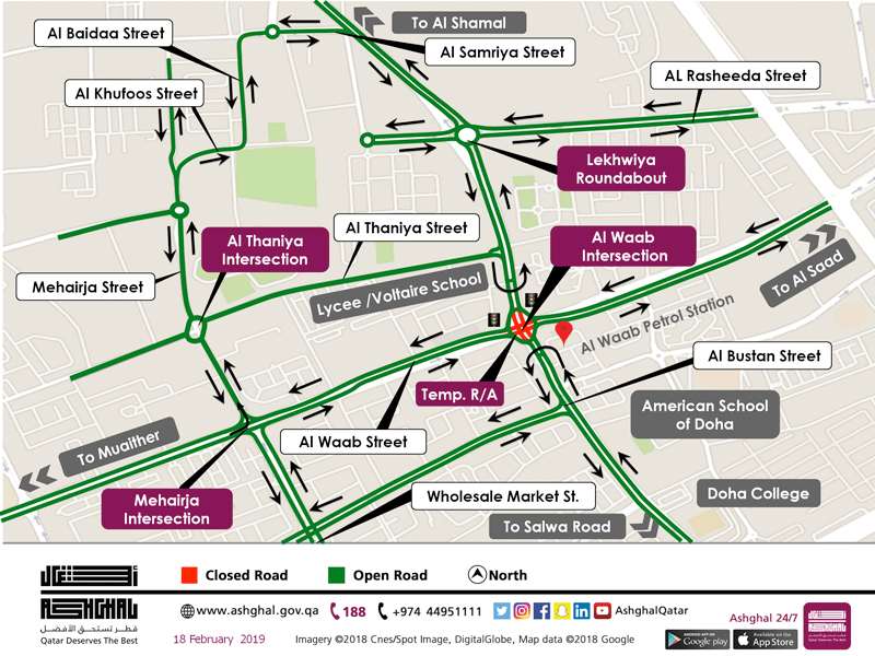 Opening of temporary signalised roundabout at Al Waab/ Al Bustan Street Intersection