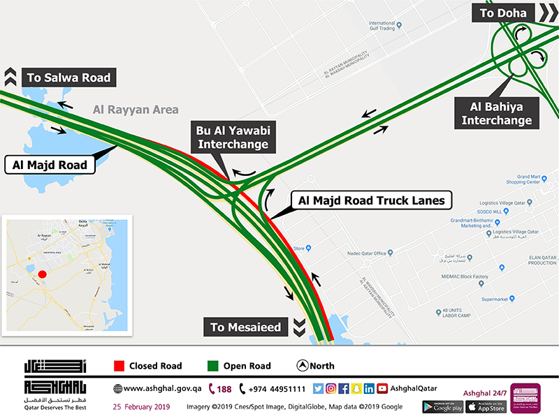 Temporary Diversion of Al Majd Road Truck Lanes at Bu Al Yawabi Interchange