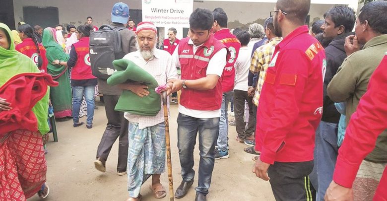 QRCS provides aid to 8,000 Bangladeshis hit by extreme cold wave