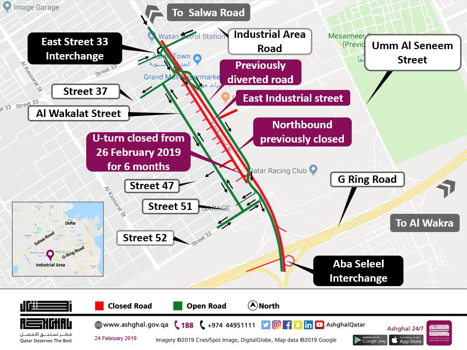 Closure of U-Turn access to Street 47 at the existing East Industrial Road Diversion