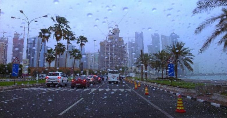 Chances of scattered rain, strong winds