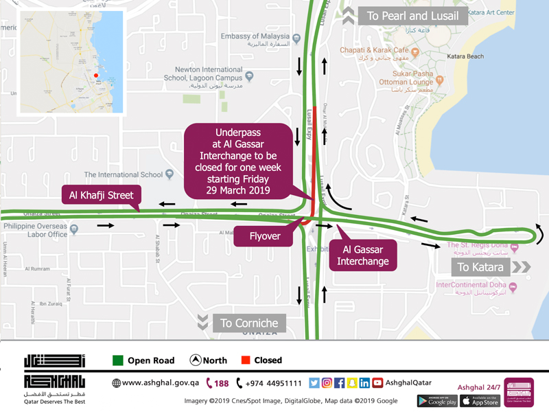 Temporary Closure of Underpass at Al Gassar Interchange on Lusail Expressway