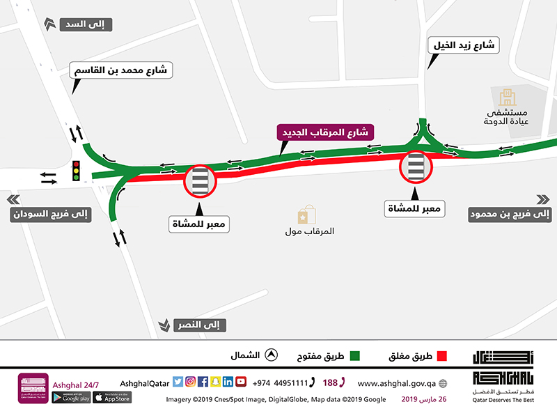 Partial Shift of Traffic on Al Mirqab Al Jadeed Street for 1 Month