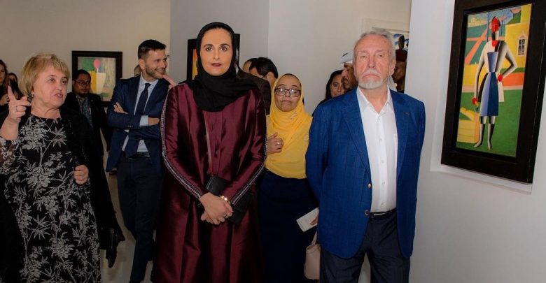Sheikha Al Mayassa attends Kazimir Malevich exhibition opening