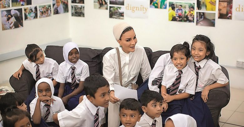 Sheikha Moza visits EAA projects for refugee children in Malaysia