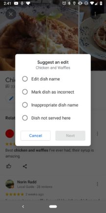 Google Maps helps you choose popular dishes when checking out a restaurant