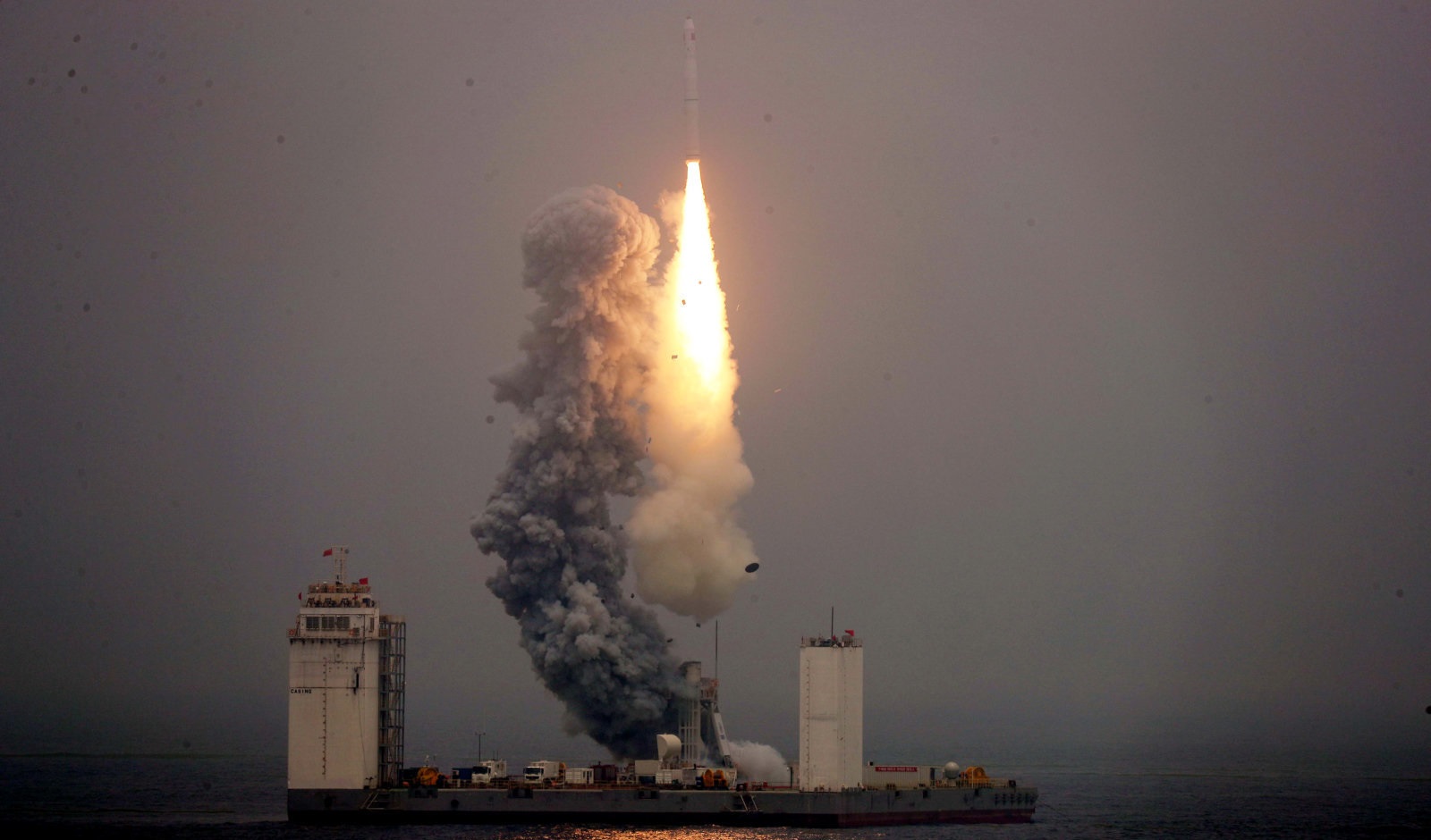 China launches a space rocket from a ship for the first time