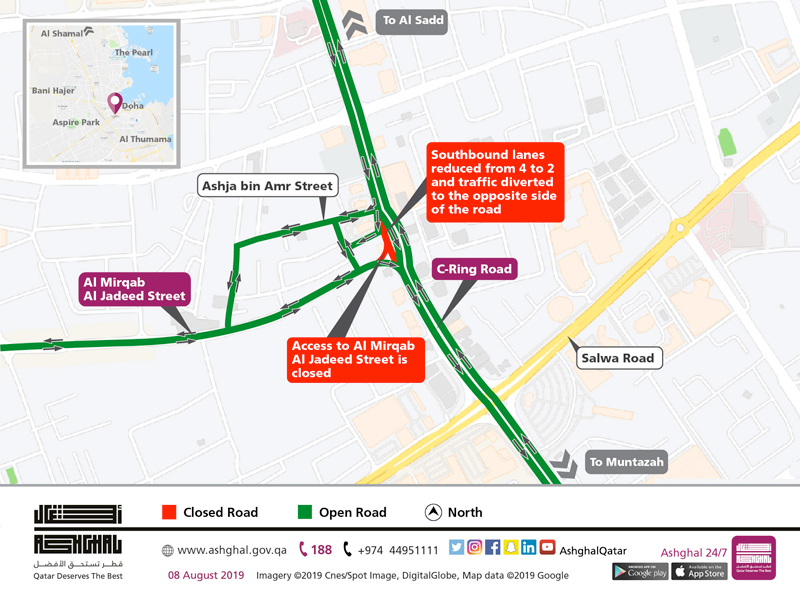 Temporary traffic shift along 150 meters of C-Ring Road