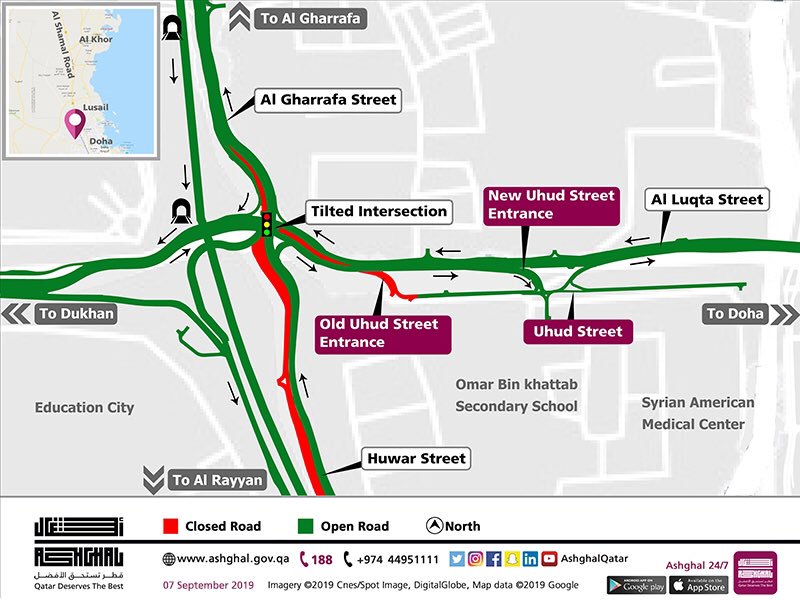 Ashghal announces the relocation of Uhud Street entrance