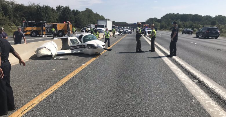 Plane crash on highway in Maryland