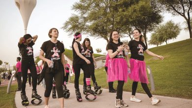 A community walk in Education City to raise breast cancer awareness