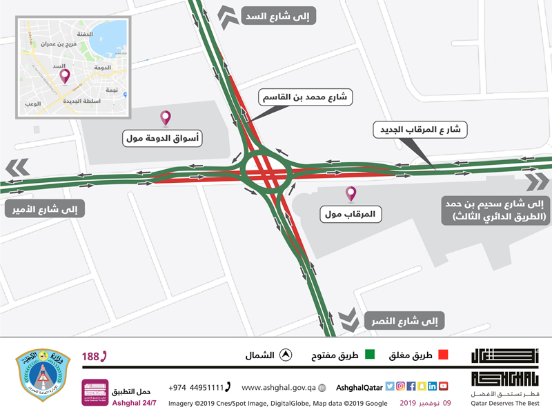 Conversion of Al Mirqab Al Jadeed St into a temporary roundabout
