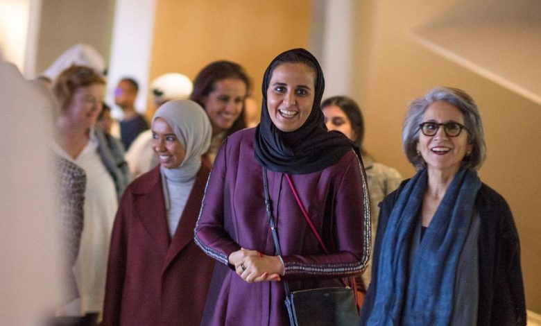Sheikha Mayassa greets Sheikha Hussa at NMoQ