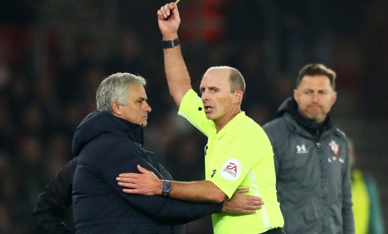 Mourinho is the first coach to receive a yellow card in history for this behaviour