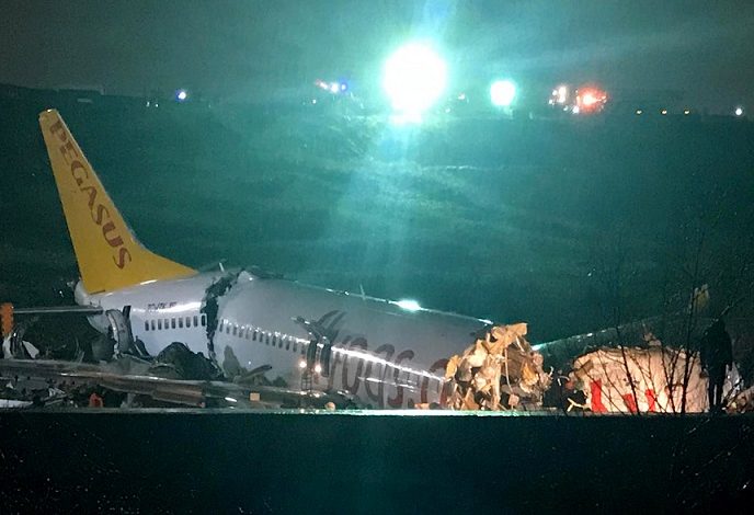 Plane breaks apart after skidding off runway in Istanbul's airport