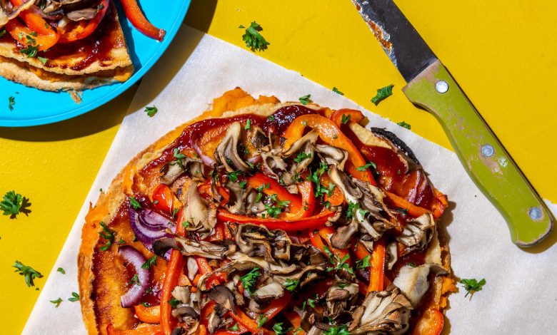 A sweet potato and mushroom quesadilla-pizza mash-up that'll surprise you