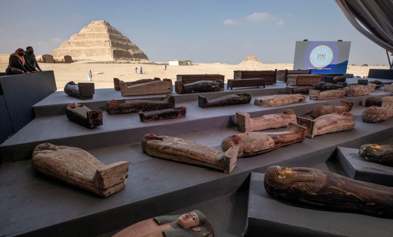Egypt unveils ancient coffins, statues found in Saqqara