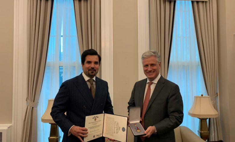 U.S. awards Ambassador of Qatar highest medal for Distinguished Public Service