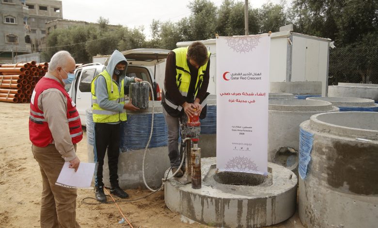 QRCS Constructs District Sewage Systems in Southern Gaza