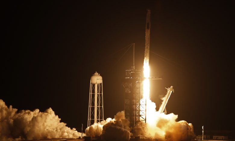 SpaceX Dragon crew of four astronauts blast off to the International Space Station