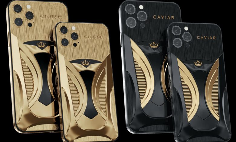 A golden version of the iPhone 12 Pro inspired by a Tesla car