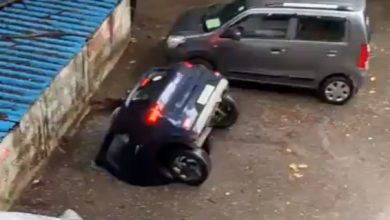 India: Massive sinkhole swallows car in moments!