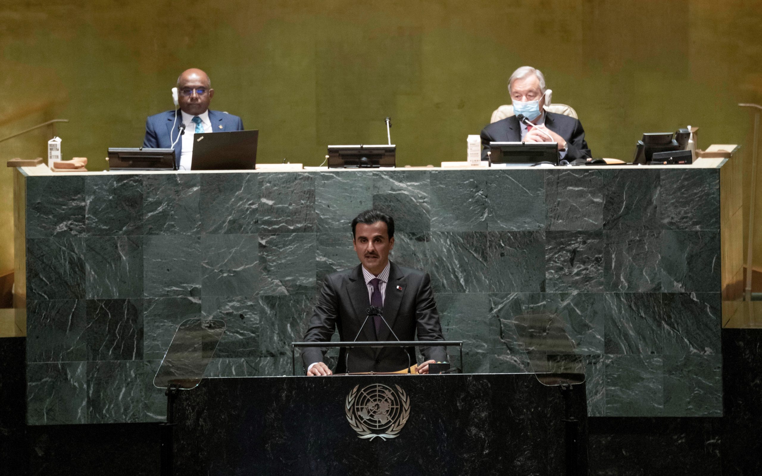 Amir Participates in Opening Session of the General Debate of the 76th Session of the UN General Assembly