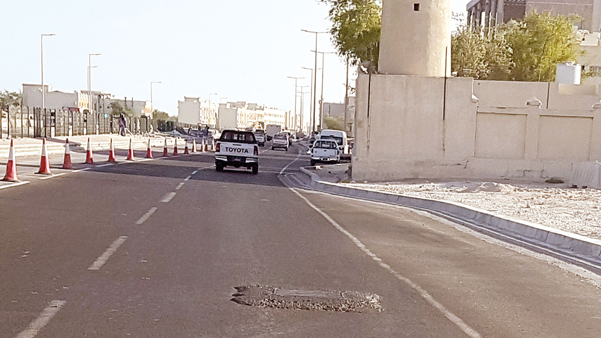 Stuck-out drainage covers annoy al-Wakra Street users