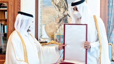 HH the Amir Awards Hamad Bin Khalifa Sash to HE Sheikh Abdullah bin Saud Al-Thani