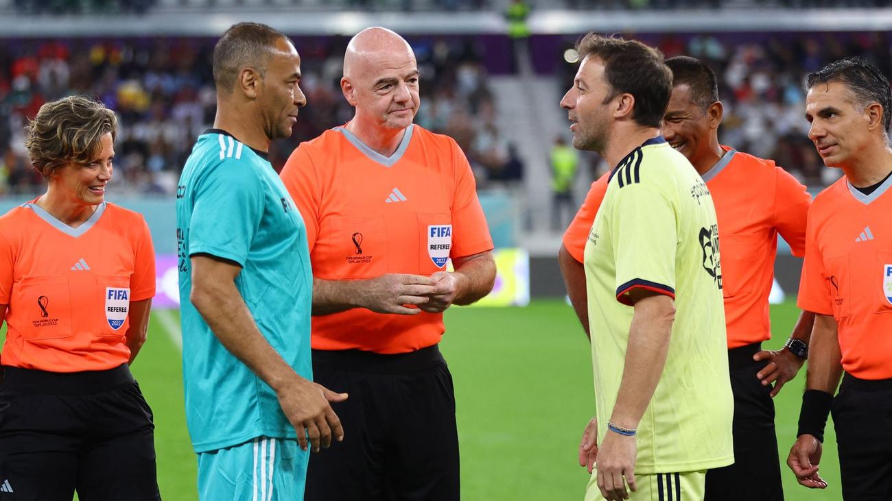FIFA President Officiates Match Between Workers, Football Legends
