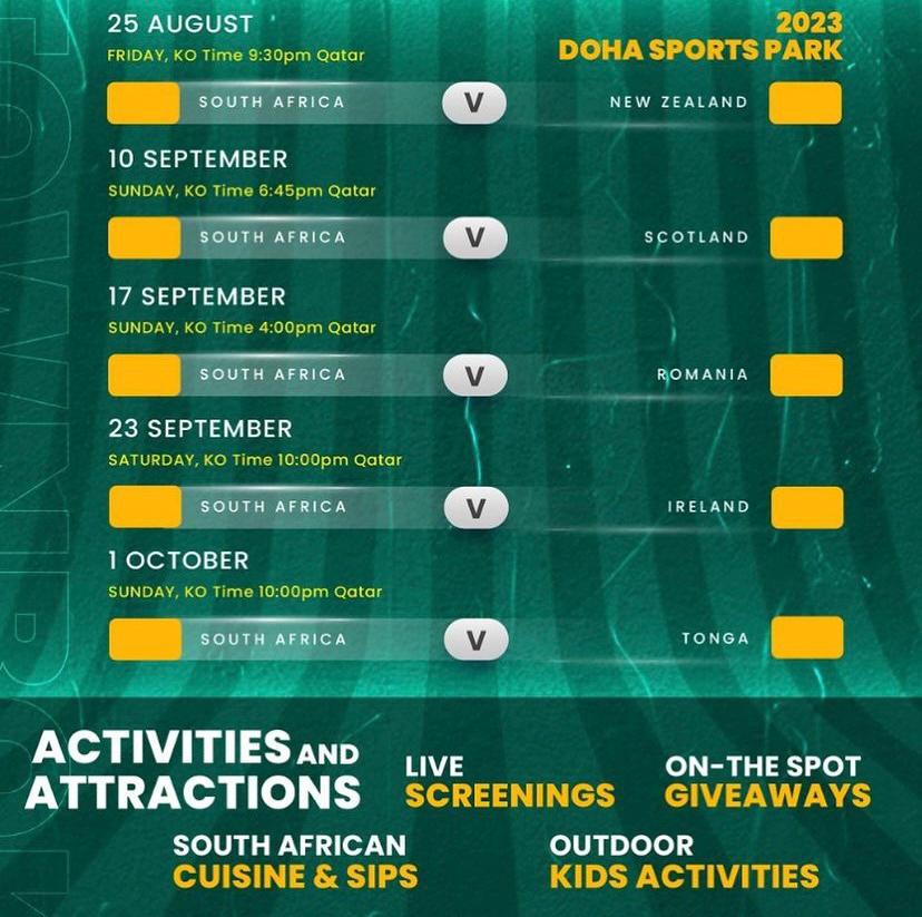 Boktown: The Ultimate South African Rugby Fan Experience - Returns to Qatar for Rugby World Cup 2023